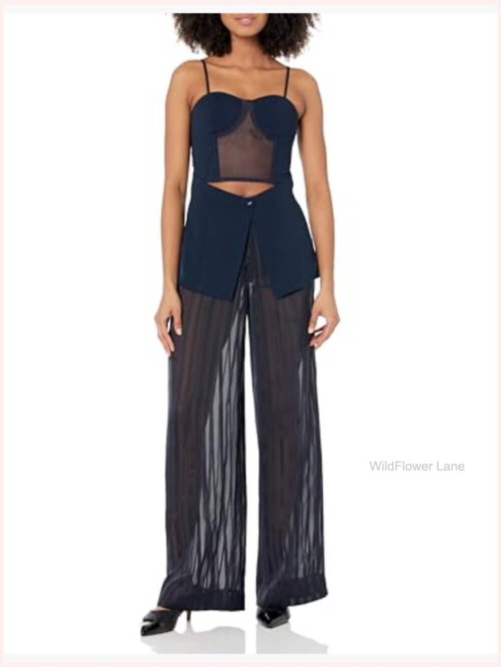 Women's Sky Captain Organza Inset Long Corset Top - Picture 5 of 7